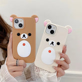 3D Pink Bear Silicone Case for iPhone